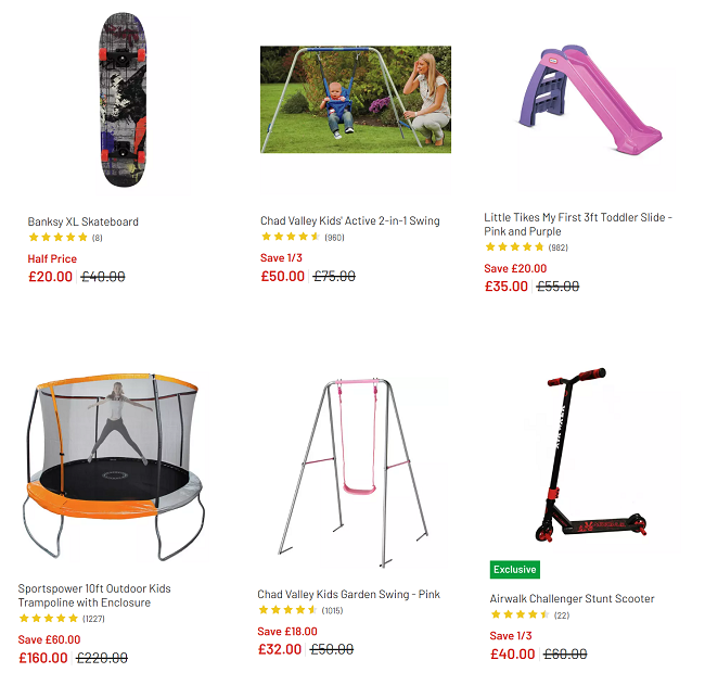 Screenshot of reduced outdoor toy at Argos