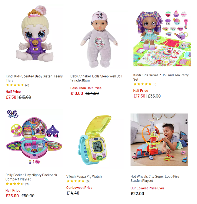 Screenshot of Argos Toy Sale