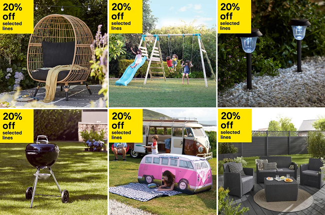 20% Off Garden & Outdoor promotional banner from B&Q