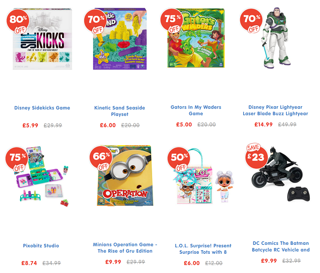 Screenshot of toy sale at The Entertainer