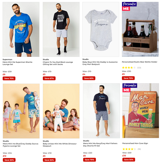 Screenshot of reduced Father's Day gifts at Studio