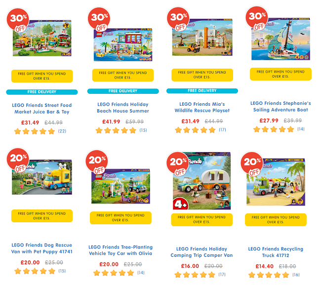 Screenshot of LEGO Friends offer at The Entertainer
