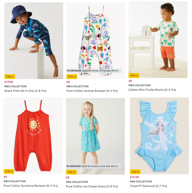 3 for 2 On Selected Kids Clothing Marks and Spencer
