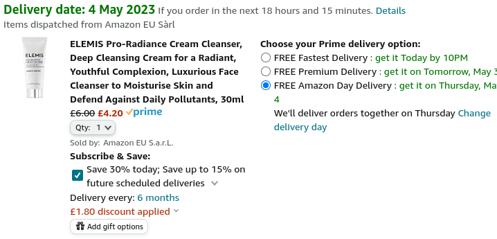 ELEMIS Pro-Radiance Cream Cleanser 30ml