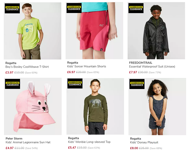 Screenshot of Kids Clearance at Blacks