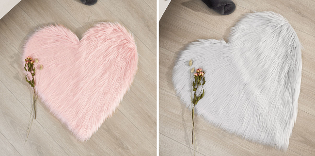 Sienna Faux Sheepskin Heart Rug