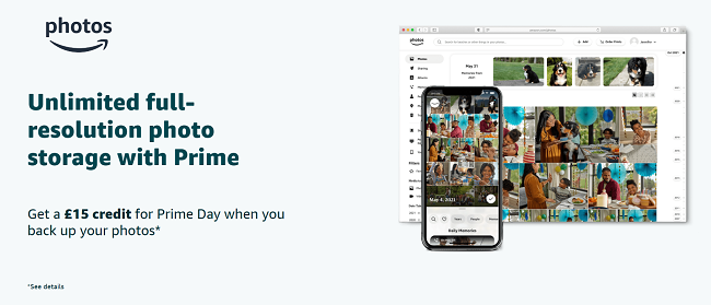 Promotional banner for Amazon Prime Photos