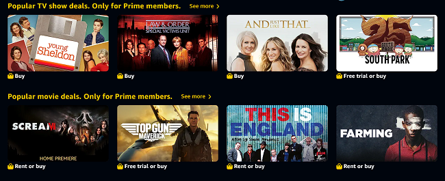 Screenshot of Prime Video Prime Day Sale
