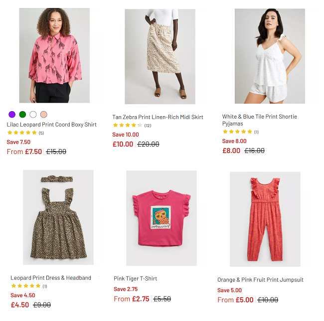 Screenshot of Tu Clothing Sale