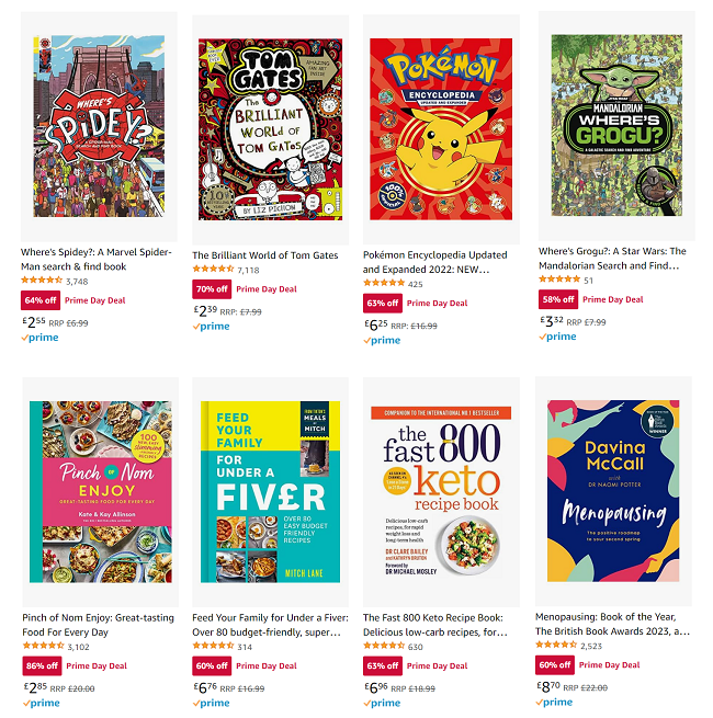 Screenshot of Prime Day book deals at Amazon