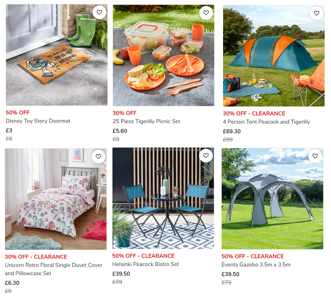Screenshot of Up To 50% Off Clearance at Dunelm