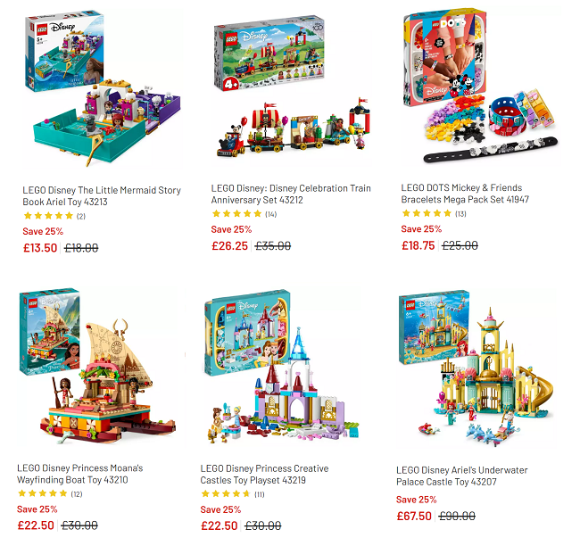 Screenshot of LEGO sale at Argos