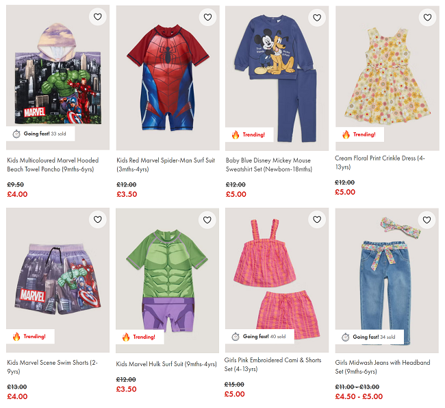 Screenshot of sale at Matalan