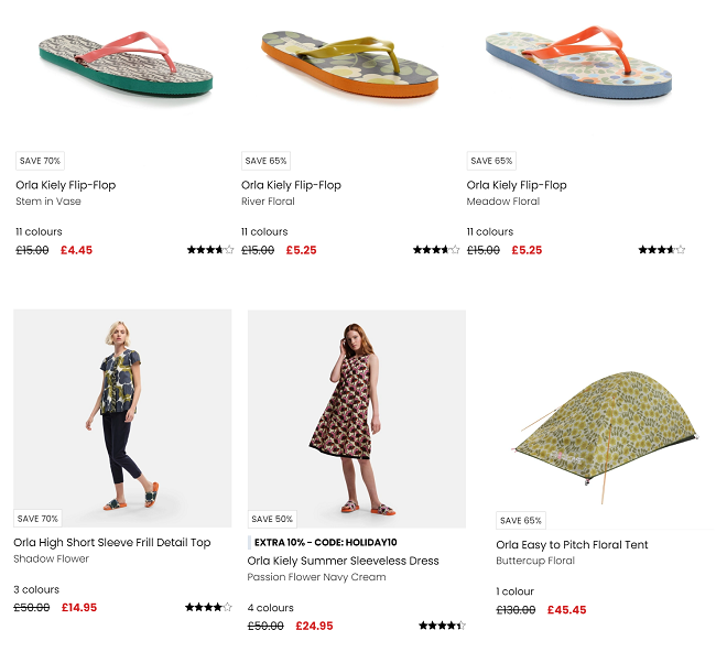 Screenshot of reduced Orla Kiely Collection at Regatta