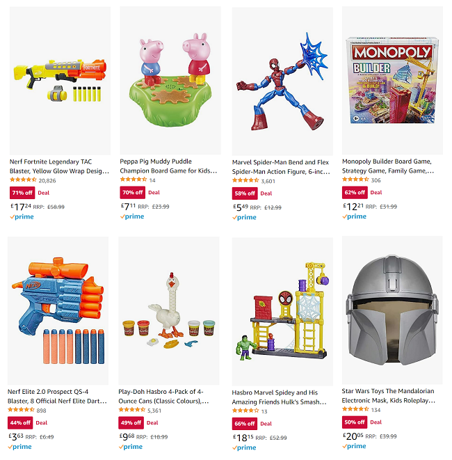 Screenshot of toy offers at Amazon