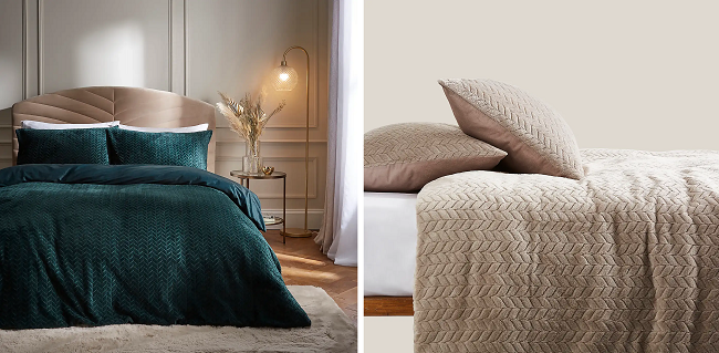 Amelia Carved Fleece Duvet Cover and Pillowcase Set from Dunelm