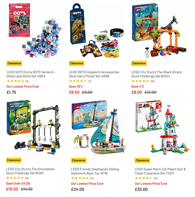 Screenshot of LEGO Clearance at Argos