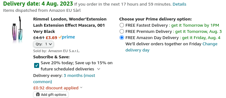 Rimmel London, Wonder’Extension Lash Extension Effect Mascara £3.69 @ Amazon