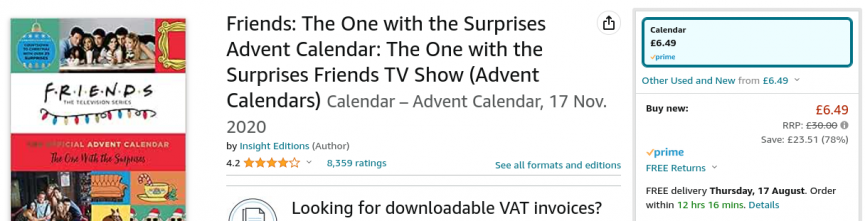 Friends: The One with the Surprises Advent Calendar £6.49 @ Amazon