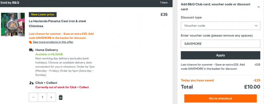 Bargain £10 Firepits & Chimineas @ B&Q