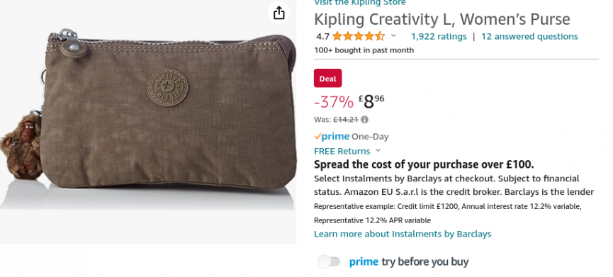 Kipling Purse & Bag Sale: Prices from £8.96 @ Amazon!