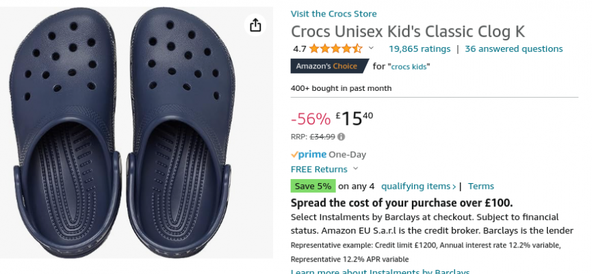  Crocs Unisex Kid's Navy Classic Clogs £15.40 @ Amazon