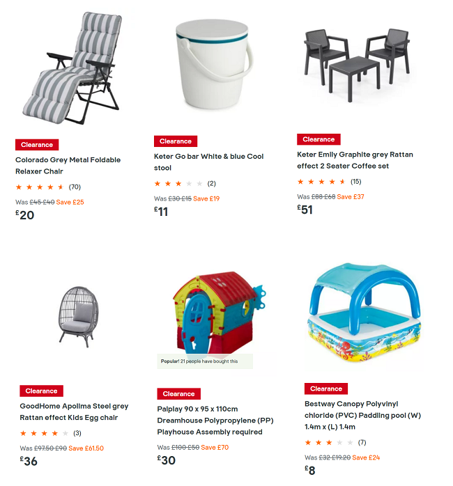Screenshot of Garden Clearance at B&Q