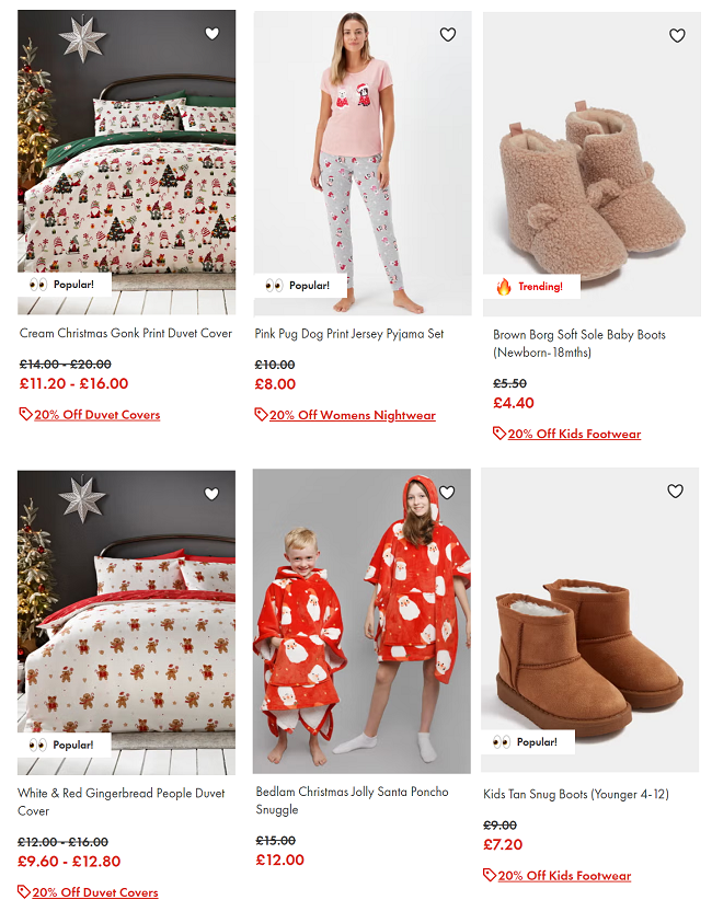 Screenshot of 20% off offer at Matalan