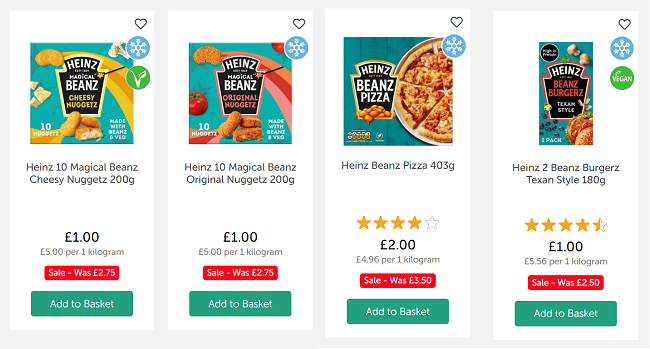 Screenshot of reduced Heinz food at Iceland