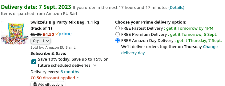 Swizzels Big Party Mix Bag 1.1kg £4.50 @ Amazon