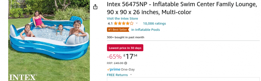 Intex Family Swim Centre Lounge Pool £17.54 @ Amazon