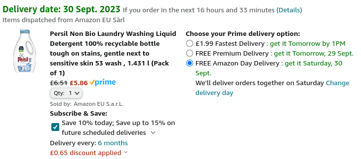 Persil Liquid Laundry 53 Wash From £5.86 @ Amazon