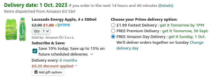 Lucozade 4 x 380ml Packs From £1.80 @ Amazon