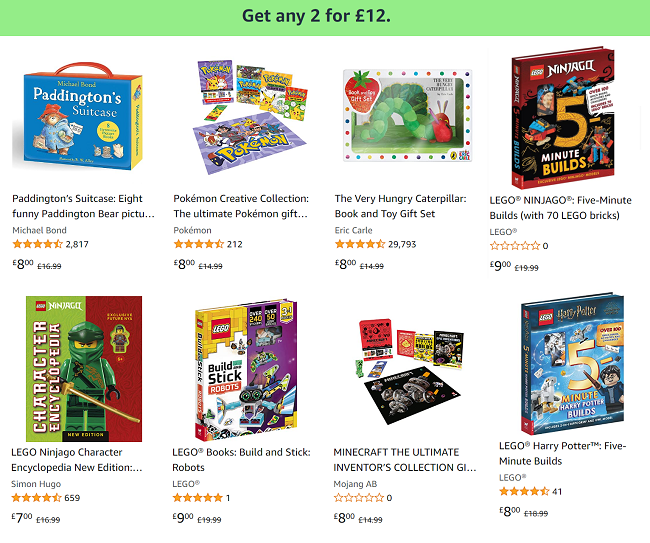 Screenshot of 2 for £12 book offer at Amazon