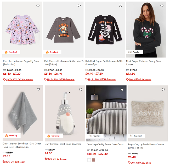 Screenshot of 20% off offer at Matalan