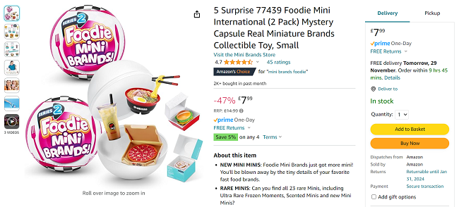 Foodie Mini Brands Mystery Capsule Miniature Brands Collectible