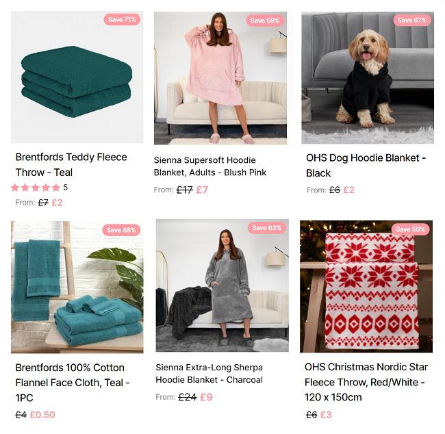 Screenshot of Cyber Monday sale at Online Home Shop