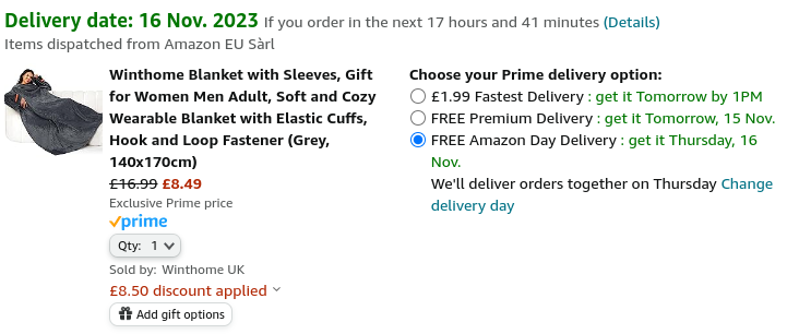 Winthome Wearable Blanket with Sleeves £9.19 @ Amazon/Winthome UK
