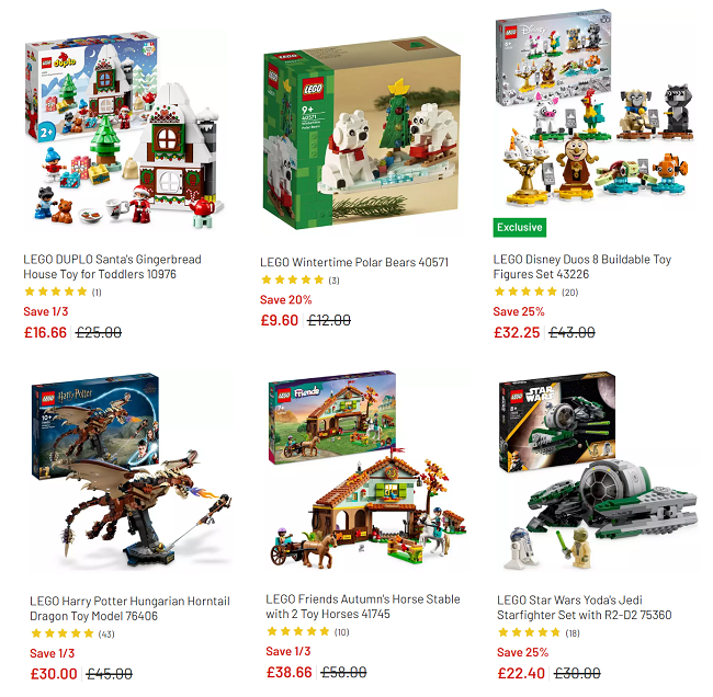 Screenshot of reduced LEGO at Argos