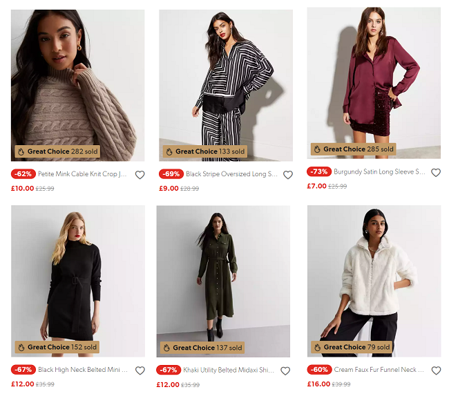Screenshot of sale at New Look