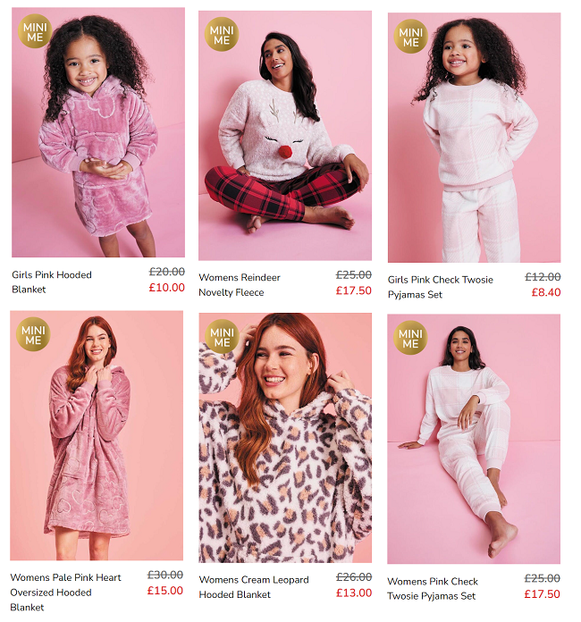 Screenshot of reduced nightwear at Peacocks