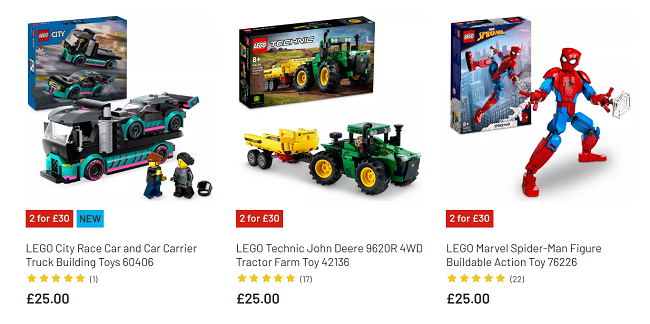 New 2 for 15 2 for 20 2 for 30 LEGO Sets Argos