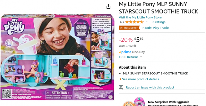 My Little Pony Sunny Starscout Smoothie Truck Playset £5.62 @ Amazon