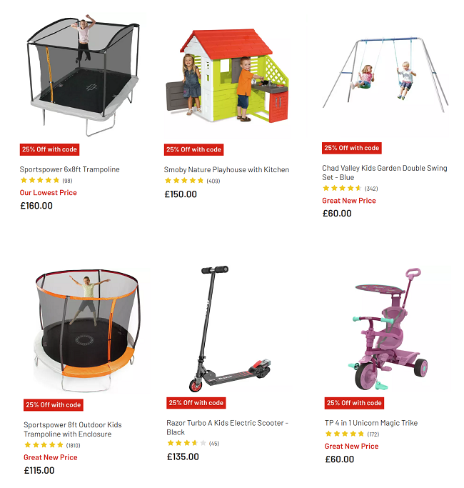 25 Off Selected Outdoor Toys with code Argos