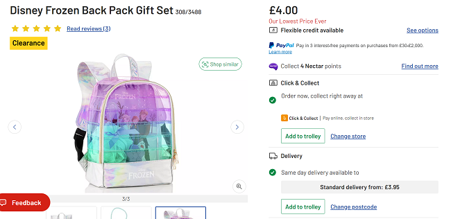 Disney Frozen Back Pack Gift Set 4 Argos
