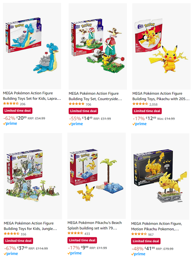 Screenshot showing reduced MEGA Pokémon at Amazon