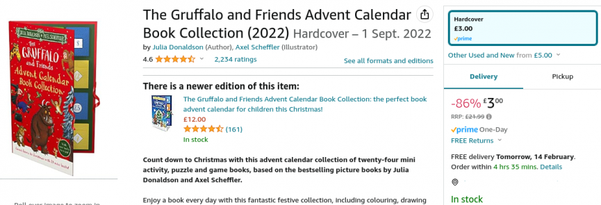 The Gruffalo and Friends Advent Calendar Book Collection £3 @ Amazon