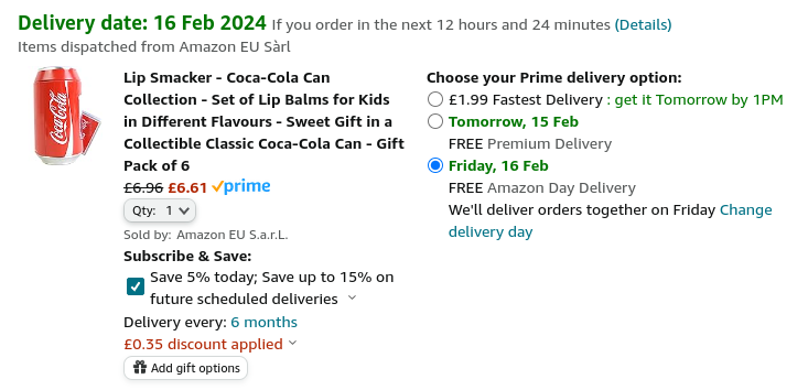 Lip Smacker Coca-Cola Can Collection £6.61 @ Amazon