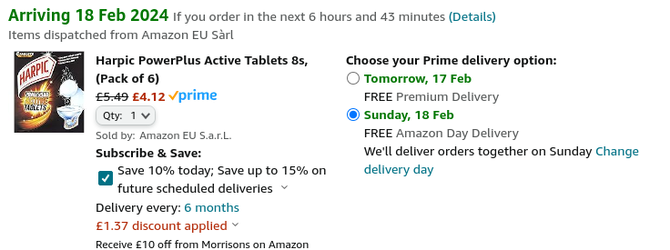 Harpic PowerPlus Active Tablets 8s (Pack of 6) £4.12 @ Amazon