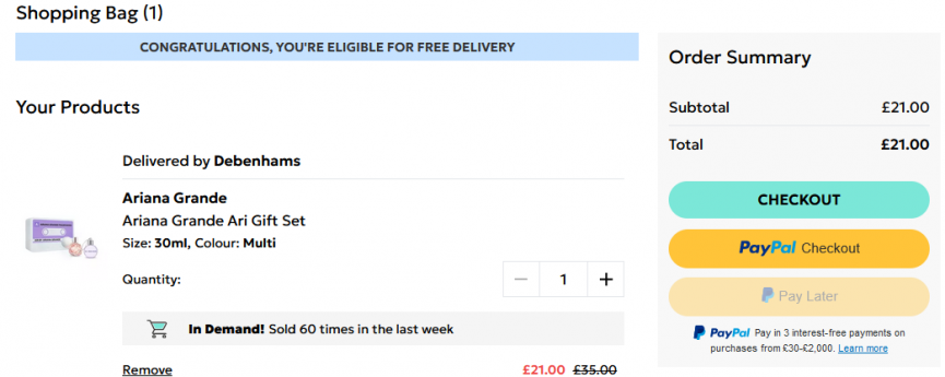 Ariana grande hotsell perfume debenhams